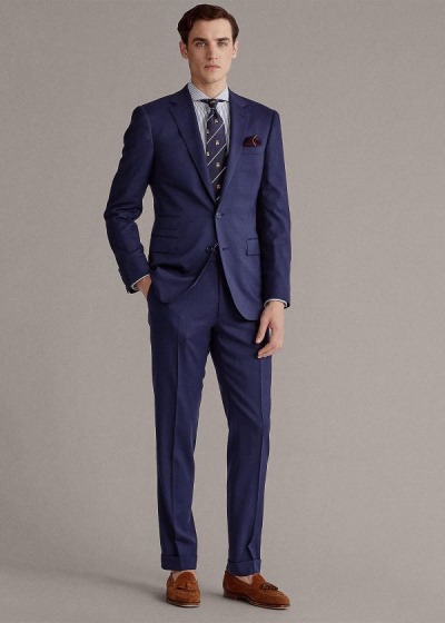 Trajes Ralph Lauren Hombre Azul Marino - Gregory Handmade Wool - EZIVP5308